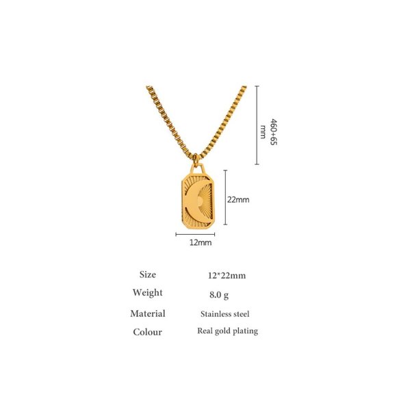 ^NEW 18K Gold Plated Crescent Moon Box Chain Pendant Necklace - Picture 6 of 6